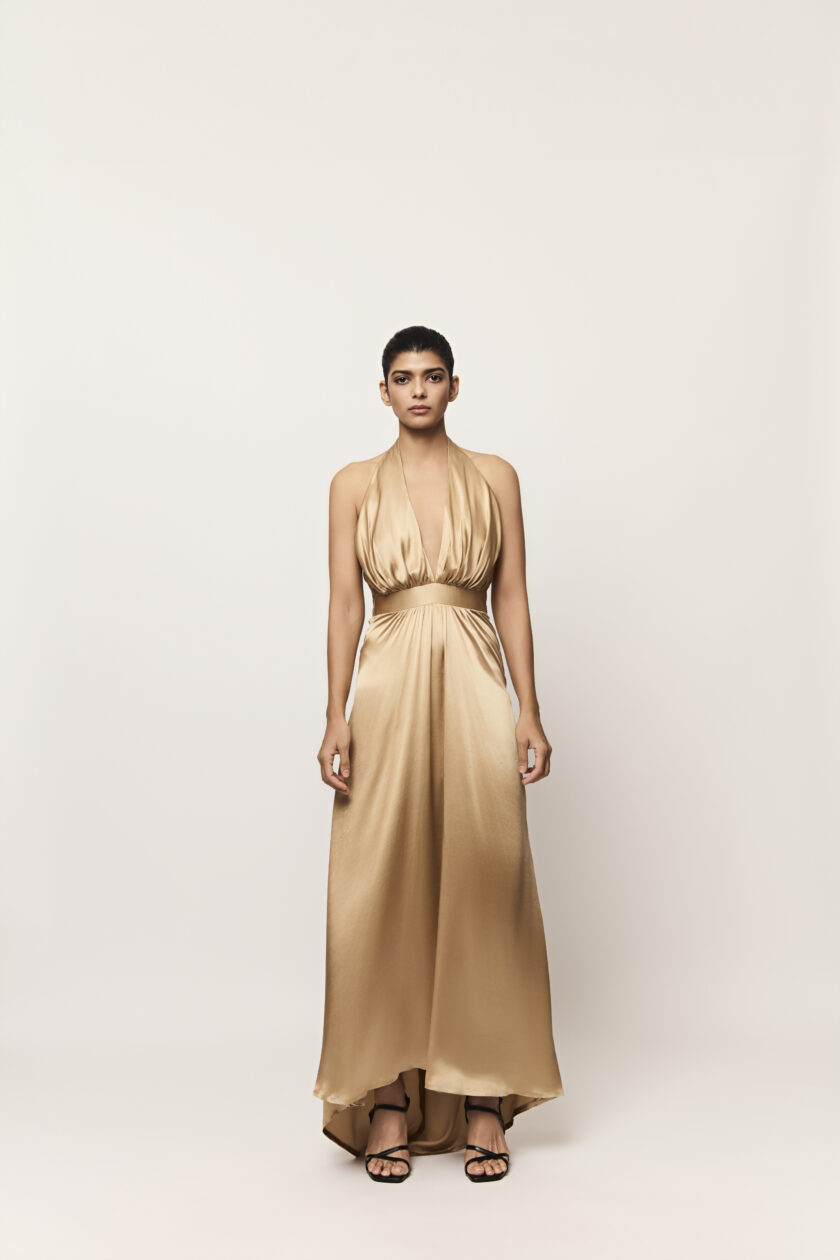Gold Halter Dress - Image 3