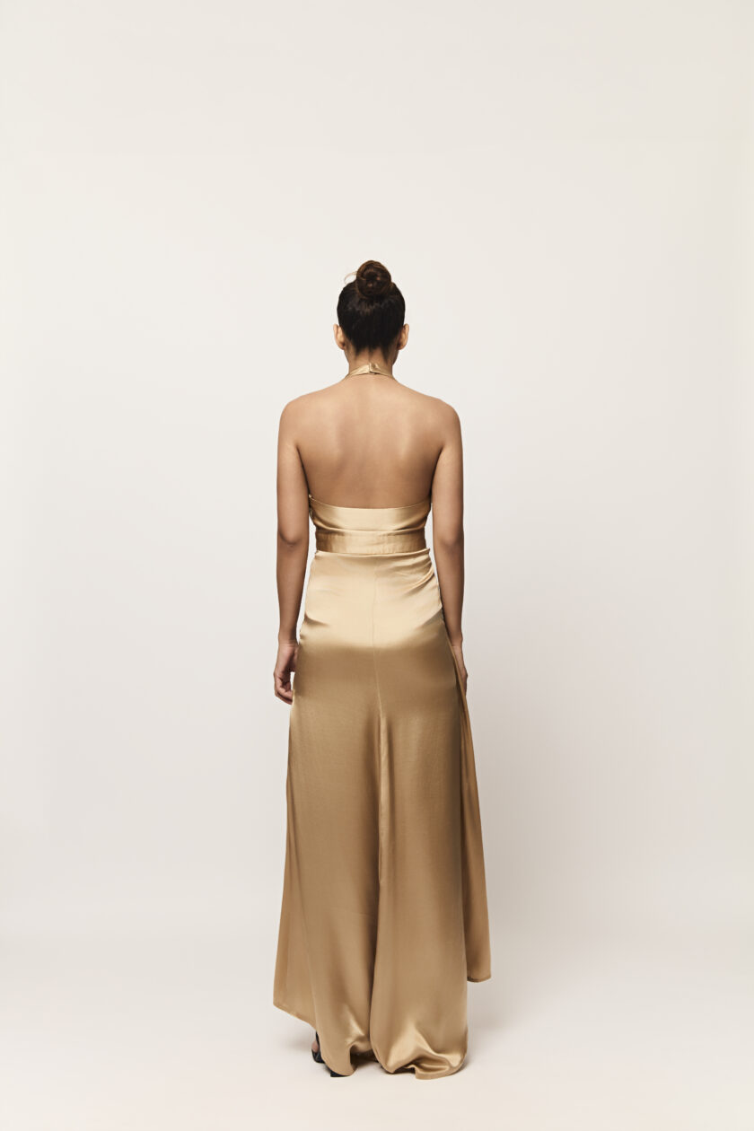 Gold Halter Dress - Image 4