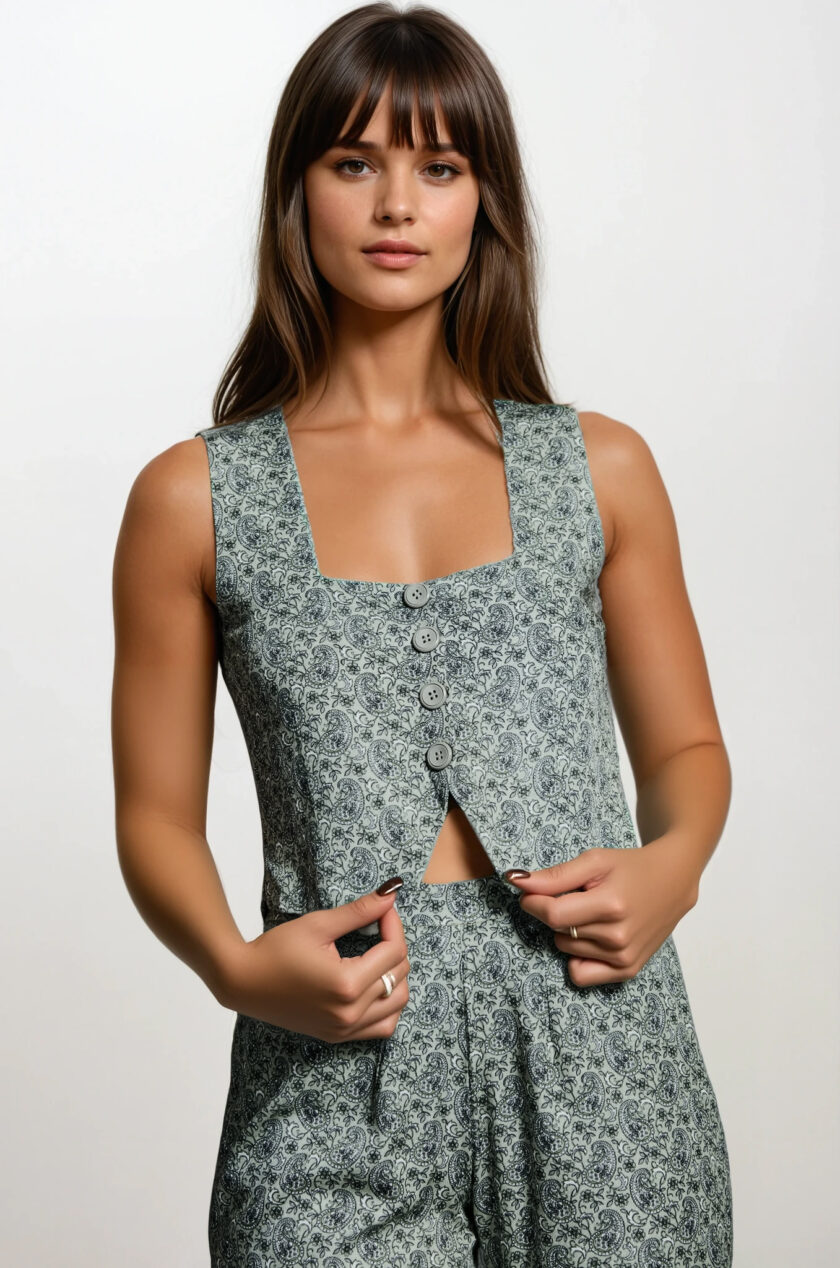 Sage Paisley Vest - Image 3