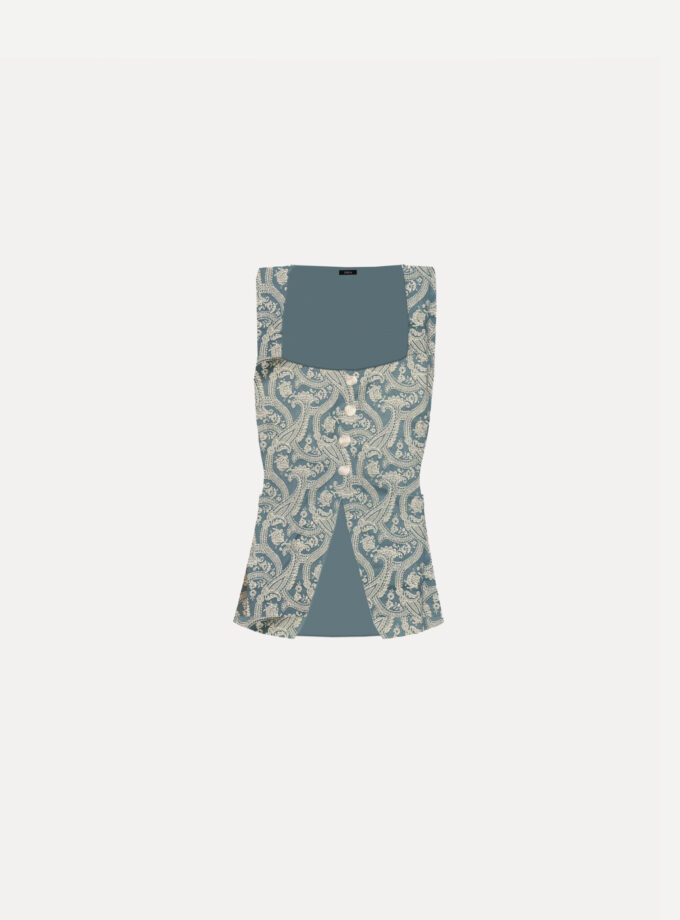 Teal Brocade Vest